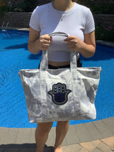 Hamsa Tiedye Canvas Tote Bag, Pouch & Strap Set - Blue or Grey