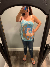 SLEEVELESS TIE DYE PRINT TERRY DEEP U-NECK TOP - ASSORTED COLORS