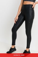 Mono B RED - Triple Zippered Pocket Highwaist Foil Leggings - Black