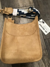 AHDORNED MINI FAUX SUEDE MESSENGER W/1.5" PRINTED ADJUSTABLE WEB STRAP - ASSORTED COLORS