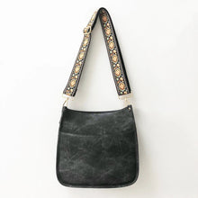 Vegan Leather Messenger Bag w/ Multi Abstract Strap - Grey or Gold