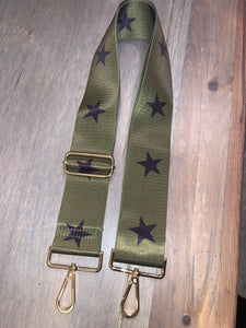 Olive Star 2” Adjustable Handbag Strap - Black or Neon Pink Stars